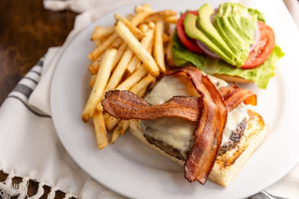 Bacon Swiss Burger with Avocado