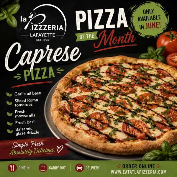 Caprese Pizza - June Pizza of the Month