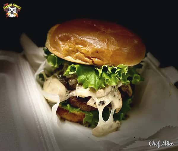 The Big Alpin with Swiss cheese and fresh mushrooms