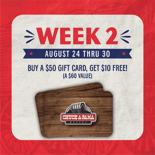 60th anniversary special - $60 gift card for $50