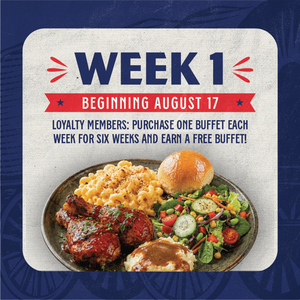 60th anniversary special - buy one buffet for six weeks get one buffet free