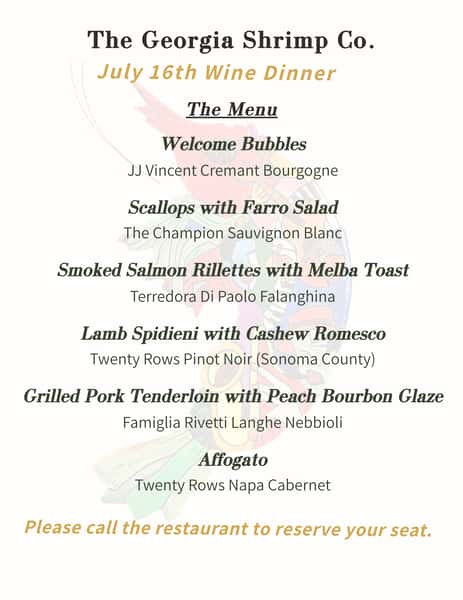 July wine dinner menu