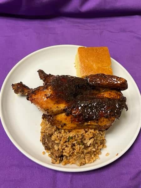 Cajun Bake Chicken with dirty rice