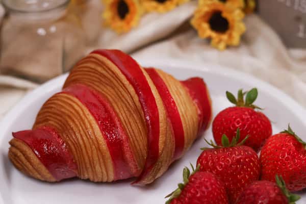 Croissant with strawberry filling