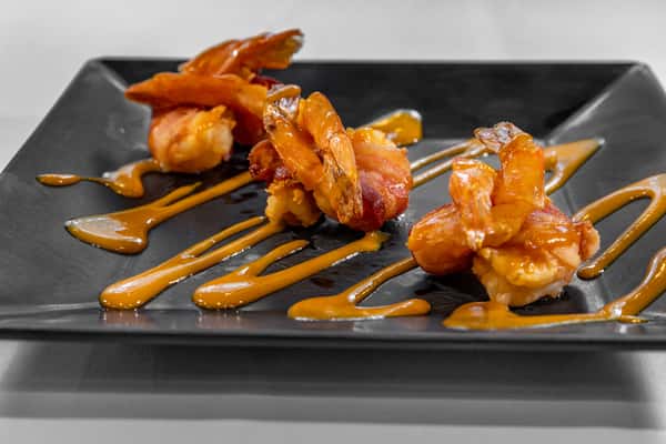 Bacon Wrapped Bourbon Shrimp
