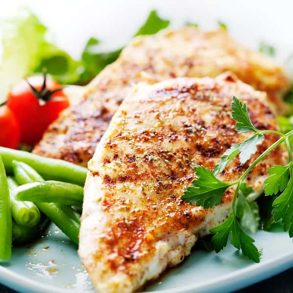 Grilled chicken with salad