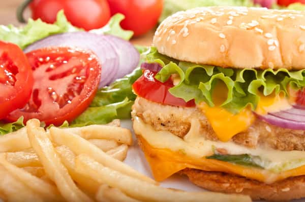 Burger with Veggies ans Fries