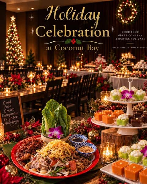 Celebrate the season with good food, great company, and a space that sets the tone. 🍷 Whether it's a corporate dinner or a festive party, our wine room brings it all together. Book now for your holiday gathering.
#CoconutBayThaiRestaurant #HolidayParties #BurlingameEats