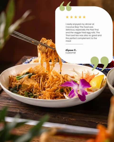 Alyssa C. came in for dinner. She left with a favorite. The Pad Thai, the veggie egg rolls... golden, crisp, exactly as they should be, and a Thai iced tea that made the whole meal.
If you've had a moment like Alyssa's, we'd love to hear about it! Leave us a review on Yelp or Nextdoor. ✨
#CoconutBayDining #BurlingameEats #FoodThatLingers