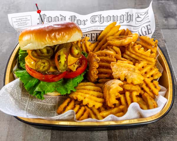 Burger with Jalepeno and Fries