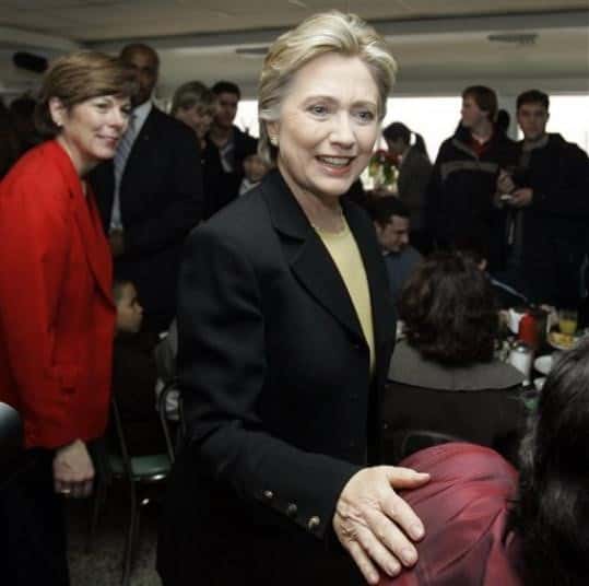 Hillary Clinton and several other people in the diner
