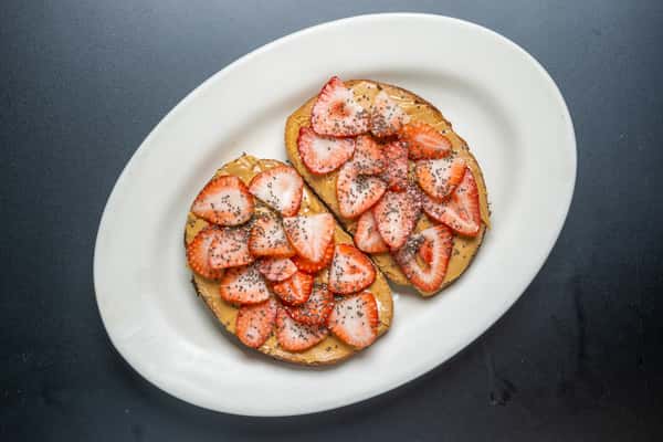 Peanut Butter Toast with Strawberries