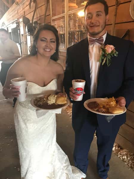 bride and groom enjoying Whiteford's meal