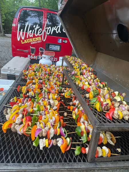 large grill of kabobs