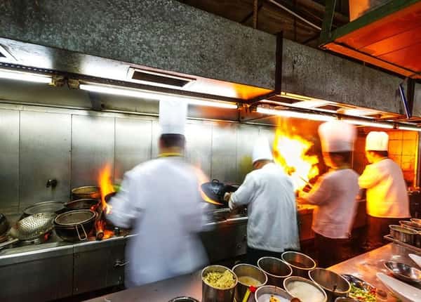 Cooks in the kitchen