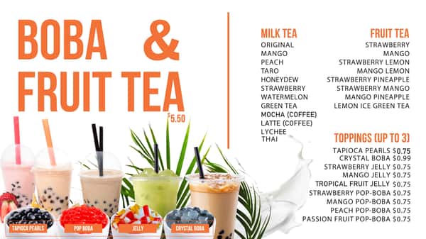 BUBBLE TEA MENU
