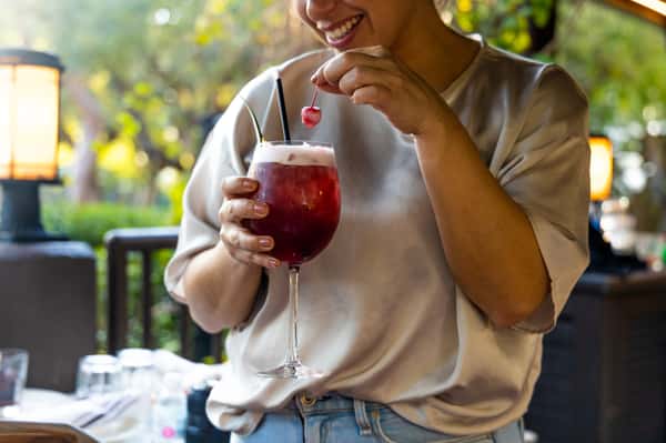 Woman enjoying a cocktail
