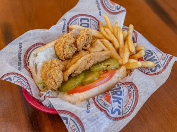 Half Fish & Shrimp Combo Po'boy w/ Fries