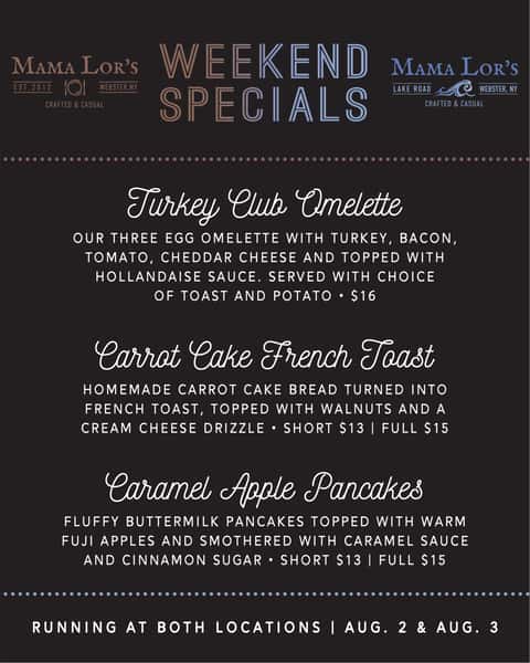 Weekend Specials (8/2-8/3)