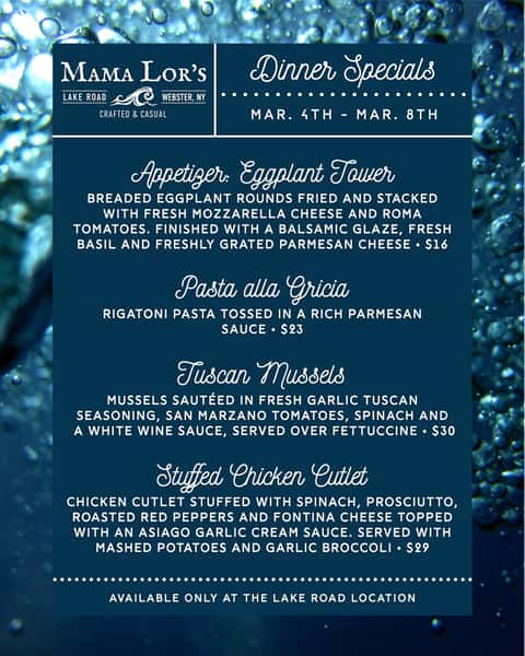 Dinner Specials Lake (3/4-3/8)