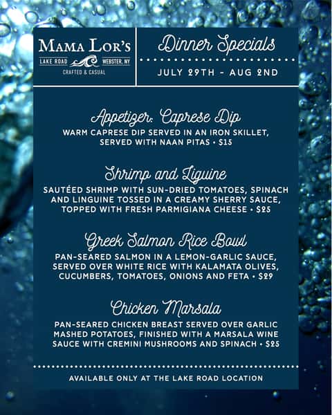 Dinner Specials Lake (7/29-8/2)