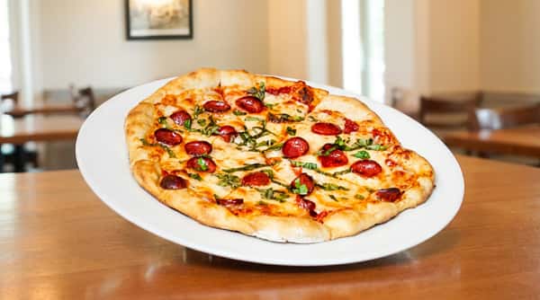 Hot Honey-Basil-Pepperoni Pizza