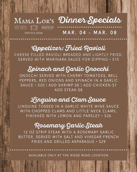 Dinner Specials Ridge (3/4-3/8)