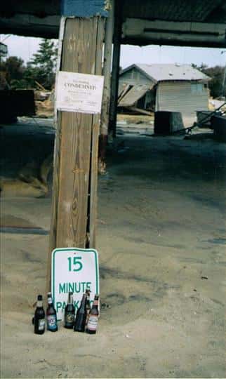 a support beam with a "Condemned" sign