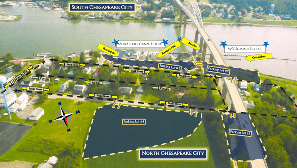 Parking Area Map for Schaefer's Canal House & M/V Summer Breeze Boat Cruises