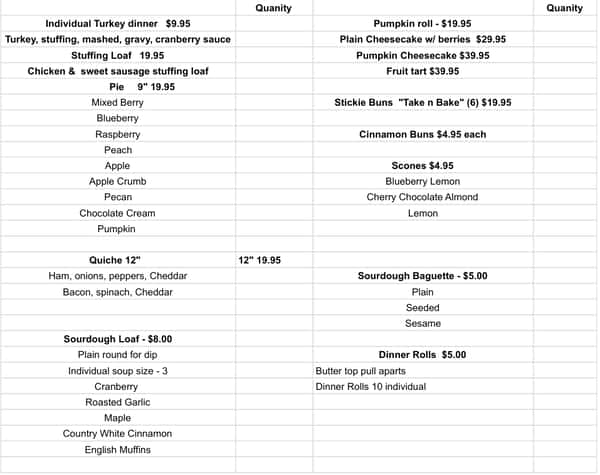 Our 2025 Thanksgiving Menu