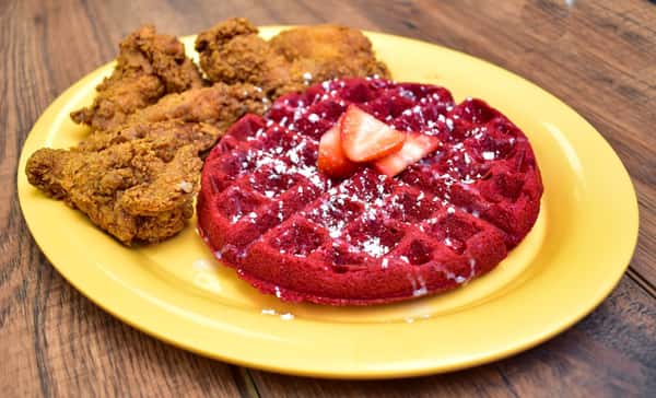 Chicken and Red Velvet Waffle