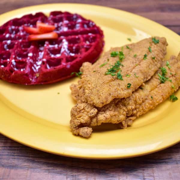 Catfish and Red Velvet Waffle