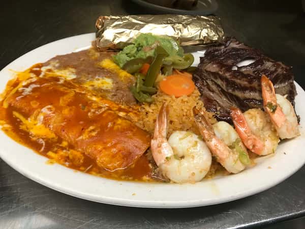Carne Asada and Garlic Shrimp