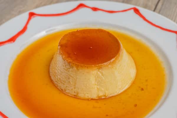 Flan in a plate