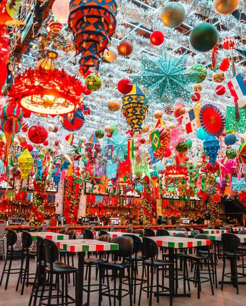 festive ambience with lots of lanterns