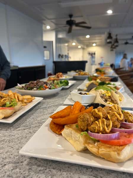 Mixed variety of seafood for a catered event