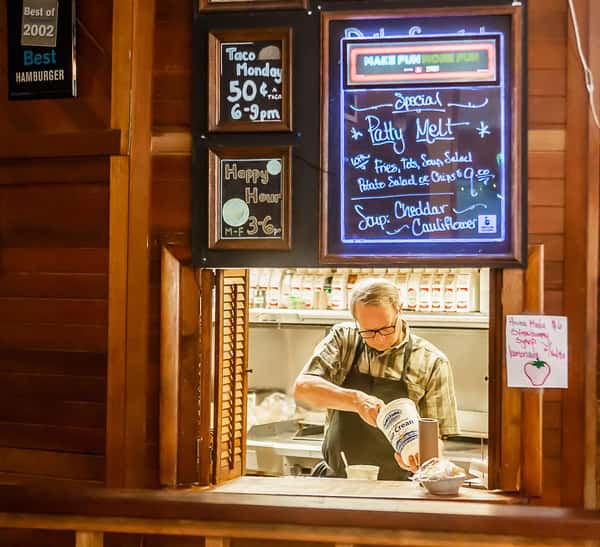 server at the counter