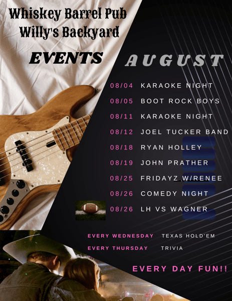 August Events Calendar