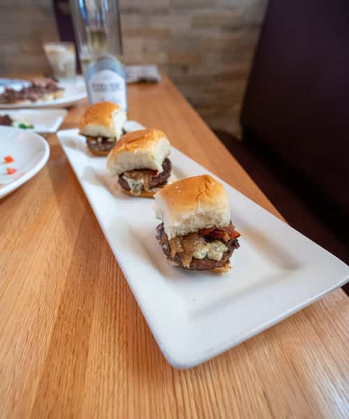 Bacon Bourbon Blue Cheese Sliders