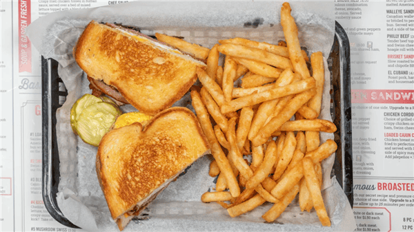 grilled cheese sandwich and fries