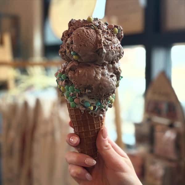 Mini Egg Fudge our classic fudge ice cream loaded with crushed mini eggs & micro mini eggs