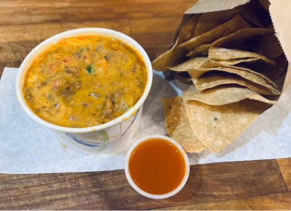 Texas Style Beef Queso Dip and Chips