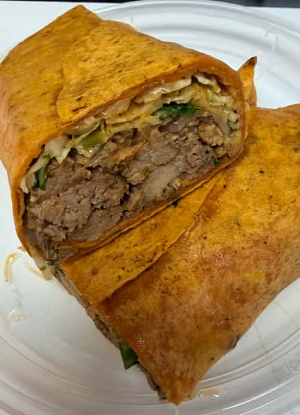 Spicy pork burrito wrap