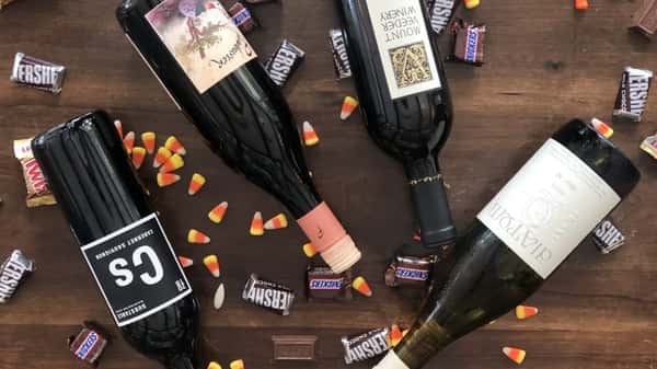 candy and wine bottles