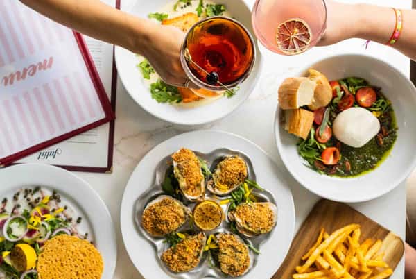table with variety of Italian dishes
