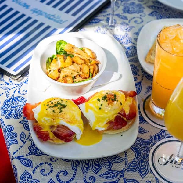 beet cured salmon benedict