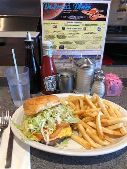 Burger with a side of fries