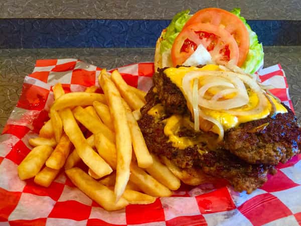 Cheese Burger with fries