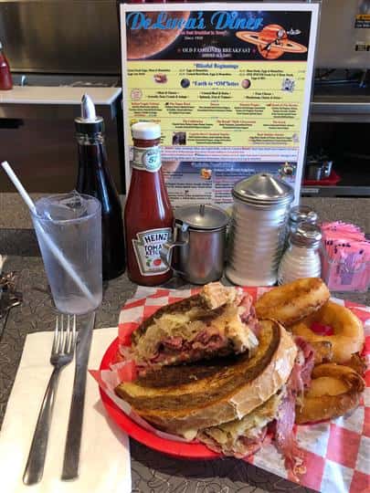Sandwich with side of onion rings