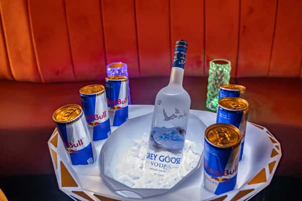 red bull and vodka in ice bucket